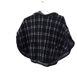 Massimo Dutti Black and White Plaid Poncho